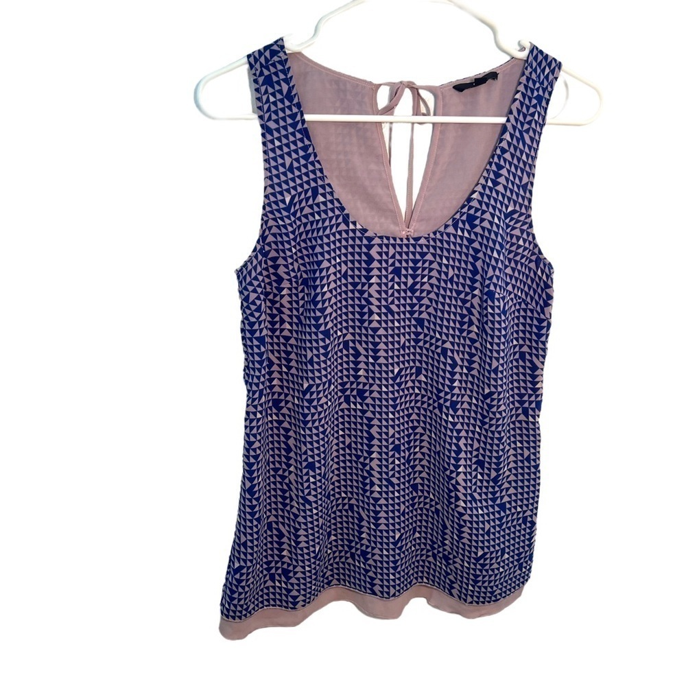 Gap Women's Size XS Sleeveless Blouse Scoop Neck Blue Purple Geometric Keyhole